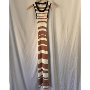 Sonia Rykiel EXCLUSIVE Ribbed Striped FITTED Sleeveless MAXI Dress SMALL Bodycon